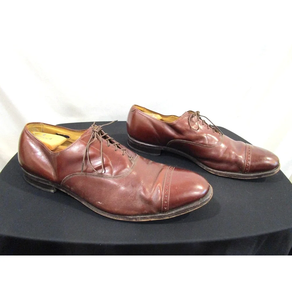 Allen Edmonds Fifth Avenue Brown Leather Cap Toe Oxford Shoes Men 15 D